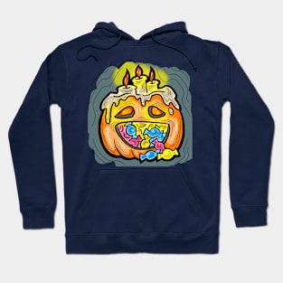 Scary Halloween pumpkin monster face head. Hoodie